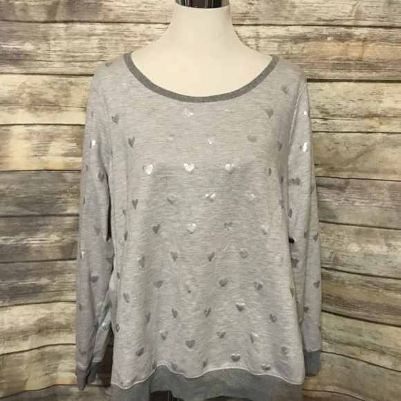 Lane Bryant Tops - Gray top with silver hearts LANE BRYANT